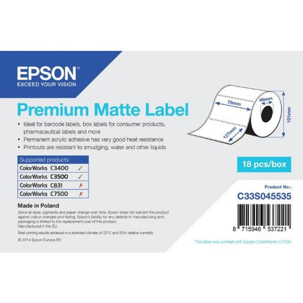 Epson Premium Matte Labels | 76 x 127 mm