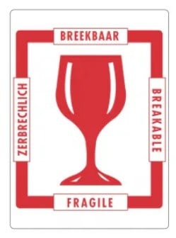Euro-Label 'Breekbaar' Sticker Rood