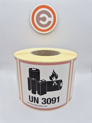 Euro-Label UN 3091 Etiket Lithium Batteries 100x100mm - 1000 stuks