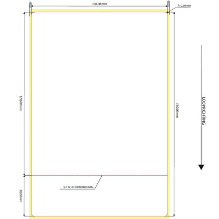 10 rollen labels - 100x150 met horizontale slit op 30mm.