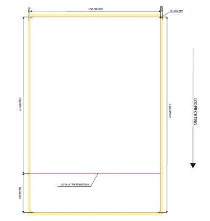 10 rollen labels - 100x150 met horizontale slit op 30mm.