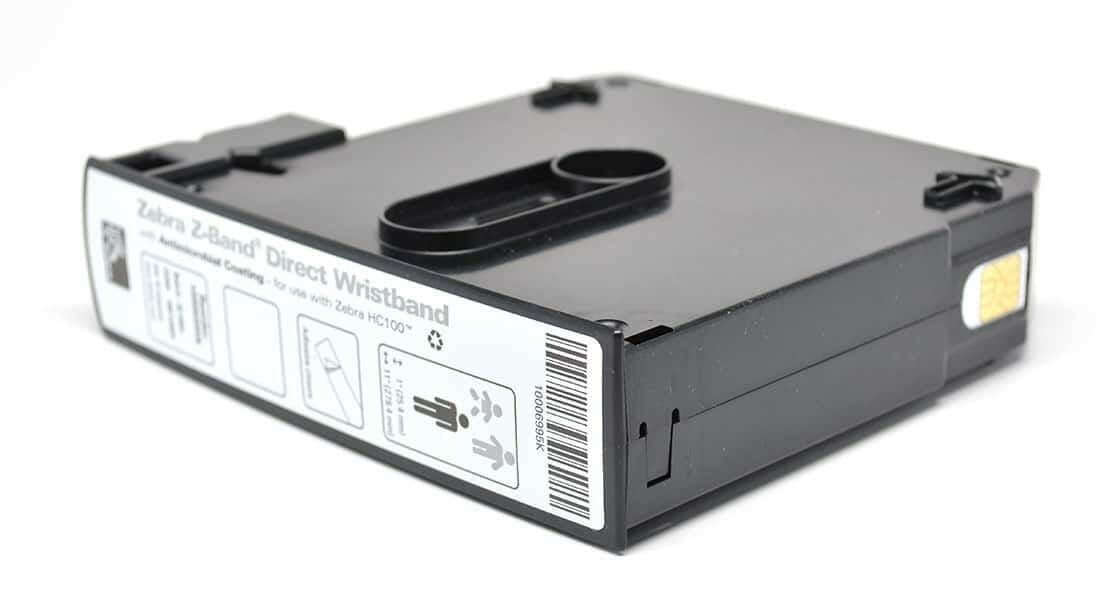 6 rollen van 200 Zebra Polsbandjes - 25x279mm Wit Polypropyleen