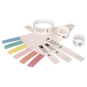 6 rollen van 200 Zebra Polsbandjes - 25x279mm Wit Polypropyleen