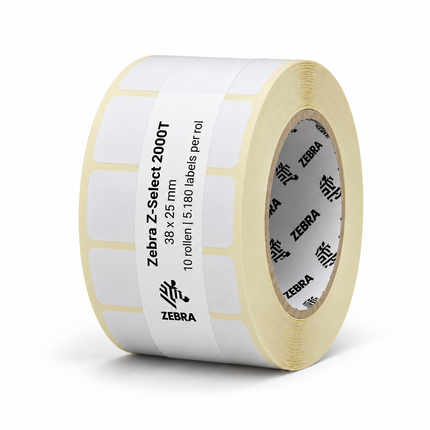 Zebra Z-Select 2000T | 38x25 mm | 10 rouleaux (5.180 étiquettes par rouleau)