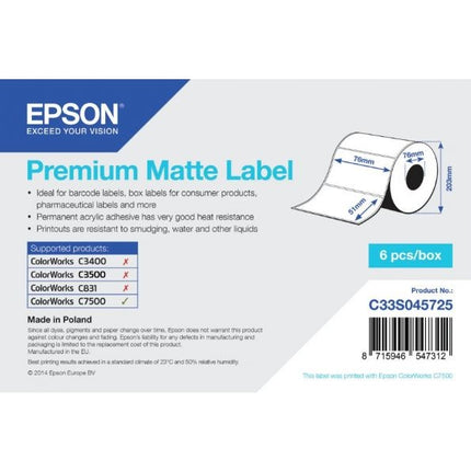Epson Premium Matte Labels | 76 x 51 mm