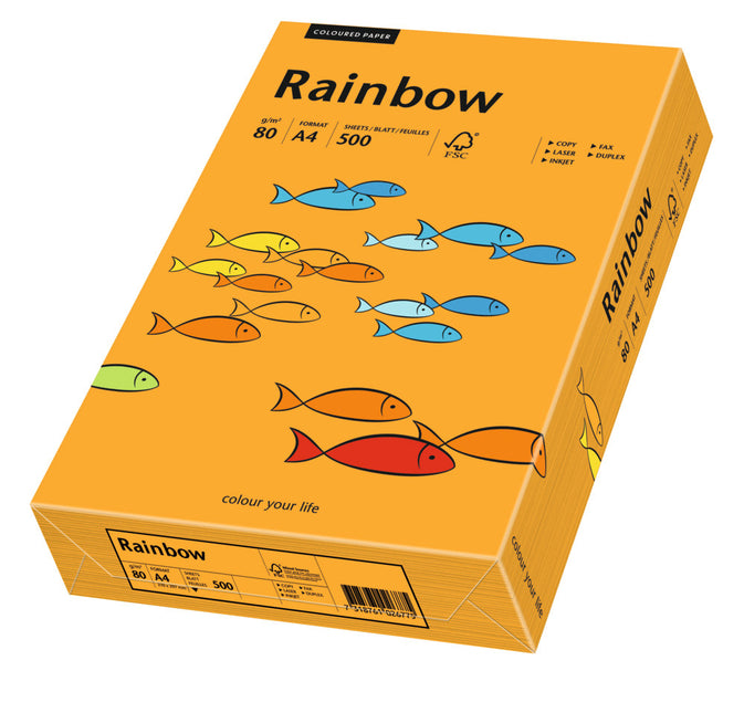 Euro-Label BV Rainbow A4 80 gram oranje, pak 500 vel