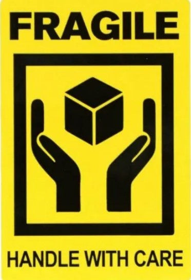Euro-Label Fragile Sticker Geel/Zwart