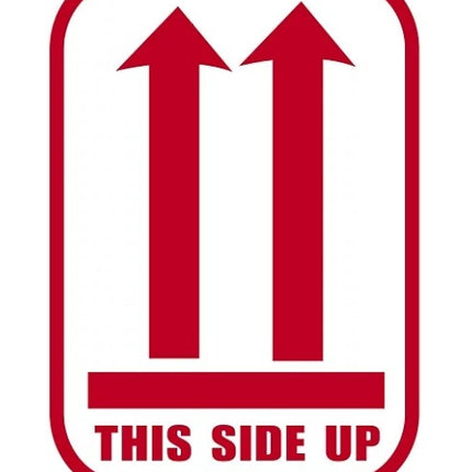 Euro-Label Rol met 500 stickers "This side up" (Rood/Wit)