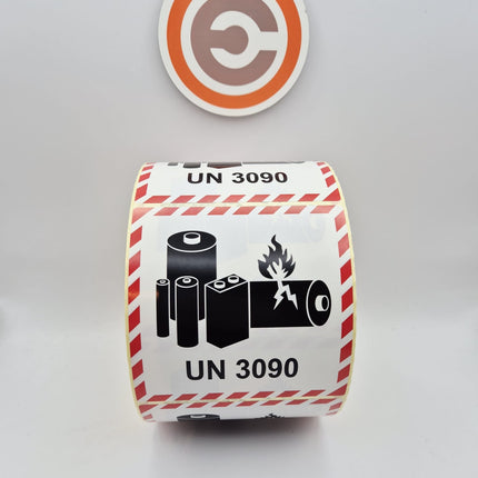 Euro-Label UN 3090 Etiket Lithium Batteries 100x100 mm - 1.000 stuks