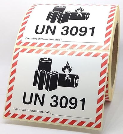 Euro-Label UN 3091 Etiket Lithium Batteries 100x100mm - 1000 stuks