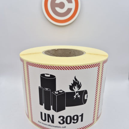 Euro-Label UN 3091 Etiket Lithium Batteries 100x100mm - 1000 stuks